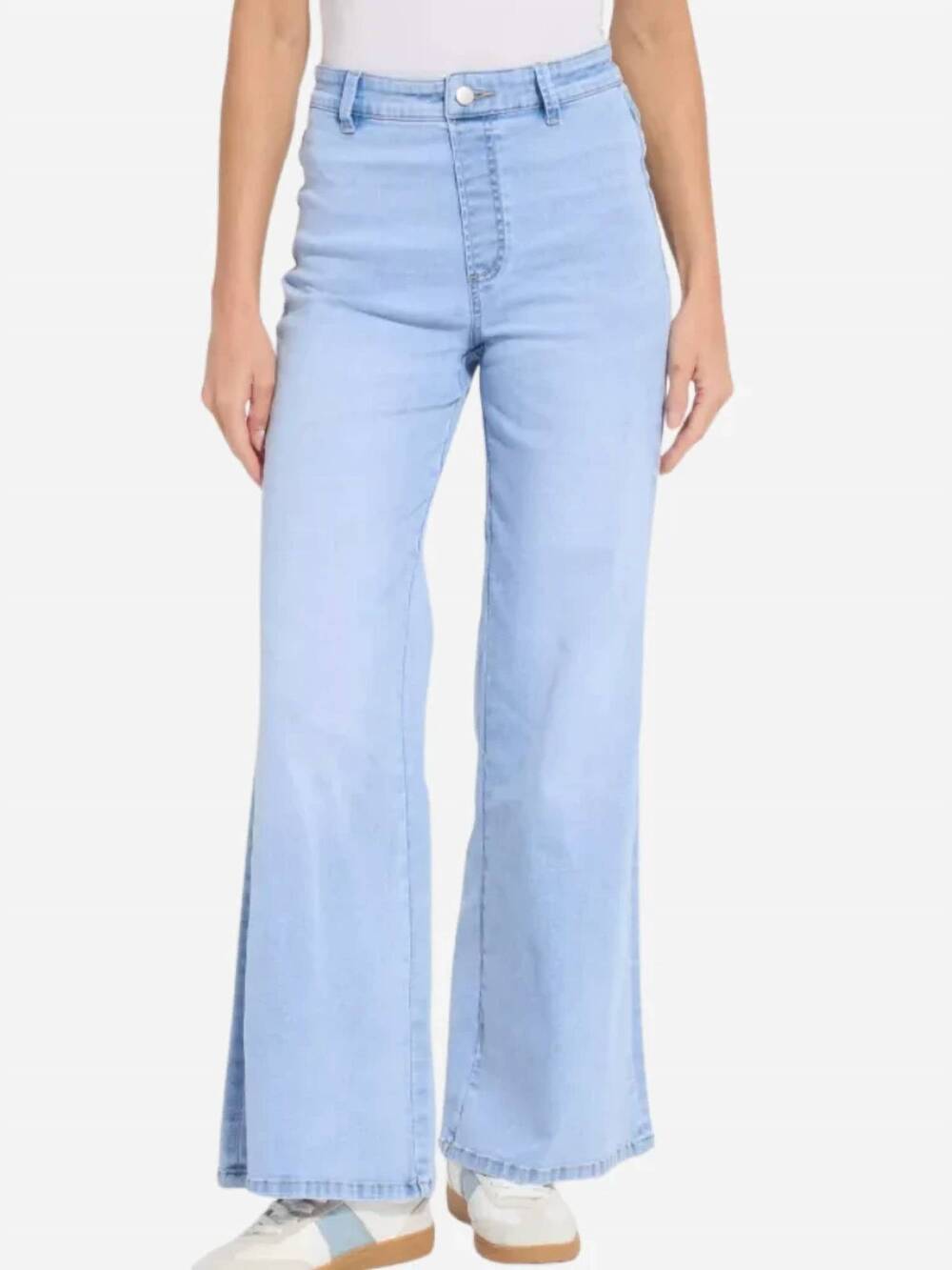 NEW LYSSE iris wide leg everyday denim jeans in bleached blue